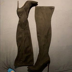 Black suede thigh high boots